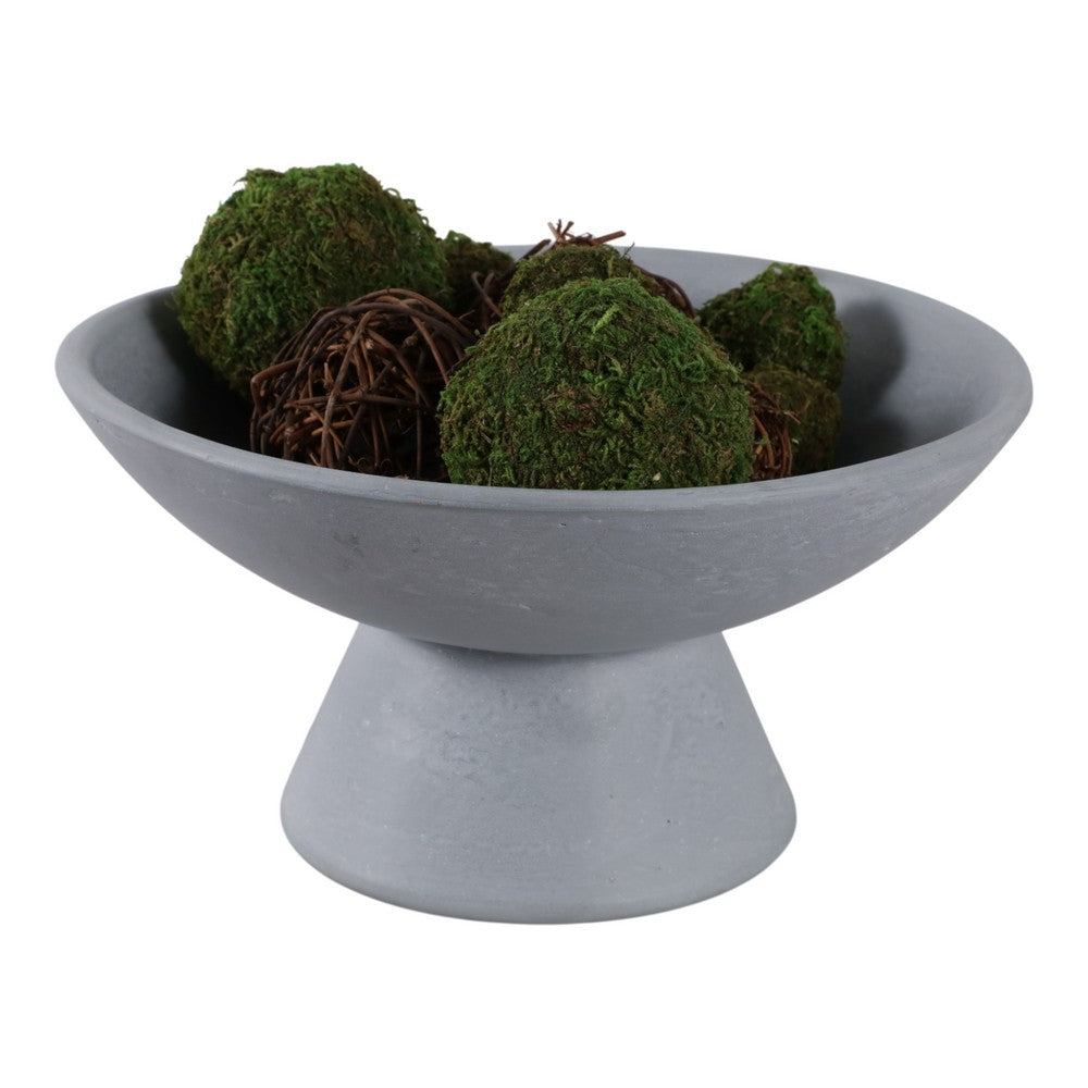 Decorative Bowl | Tapered Pedestal Base | 12" Light Blue Terracotta