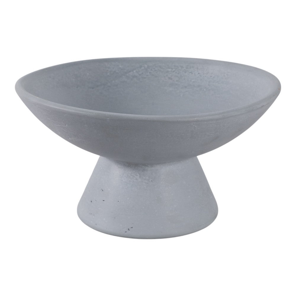 Decorative Bowl | Tapered Pedestal Base | 12" Light Blue Terracotta