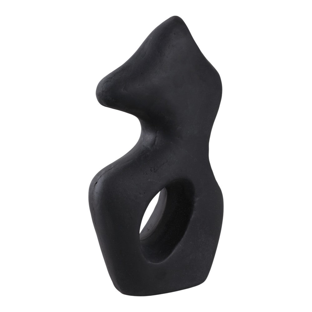 Abstract Art Sculpture | Asymmetrical Shape Cutout | Black Paper Mache