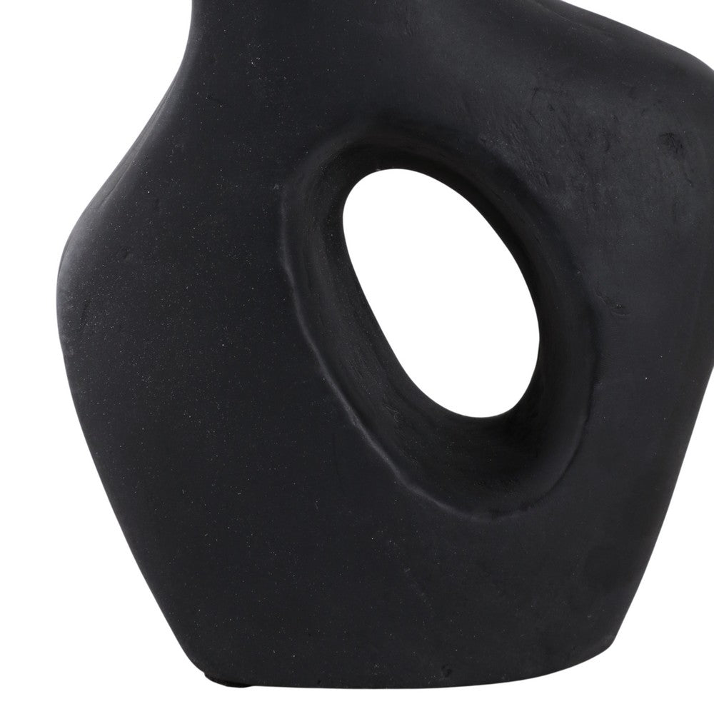 Abstract Art Sculpture | Asymmetrical Shape Cutout | Black Paper Mache