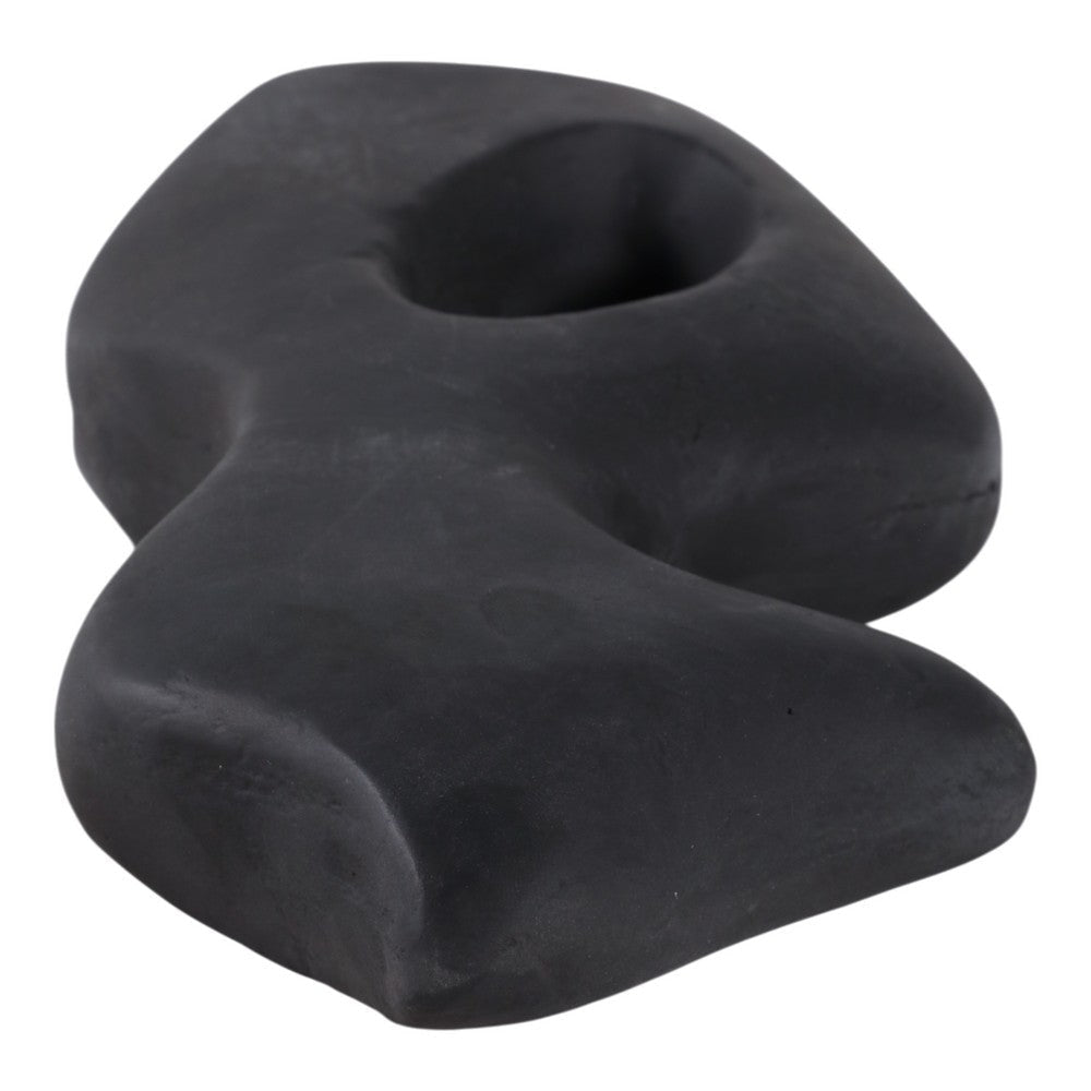 Abstract Art Sculpture | Asymmetrical Shape Cutout | Black Paper Mache