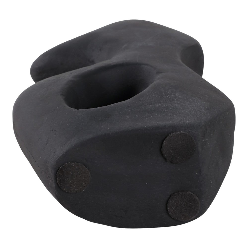 Abstract Art Sculpture | Asymmetrical Shape Cutout | Black Paper Mache