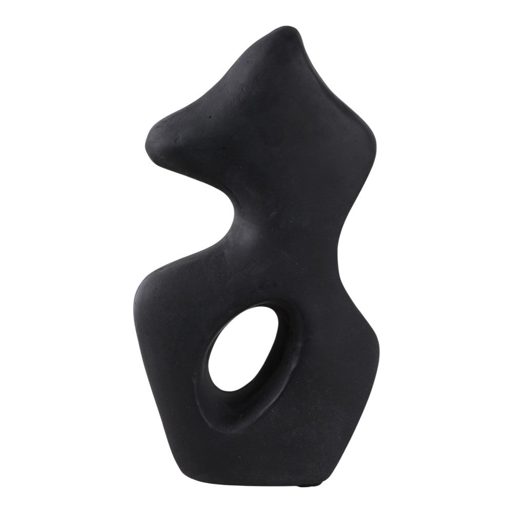 Abstract Art Sculpture | Asymmetrical Shape Cutout | Black Paper Mache SBH-22398-01