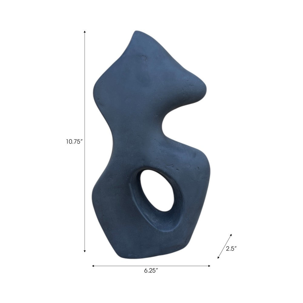 Abstract Art Sculpture | Asymmetrical Shape Cutout | Black Paper Mache