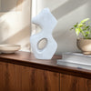 Elegant Curved Abstract Sculpture with Open Center | White Paper Mache