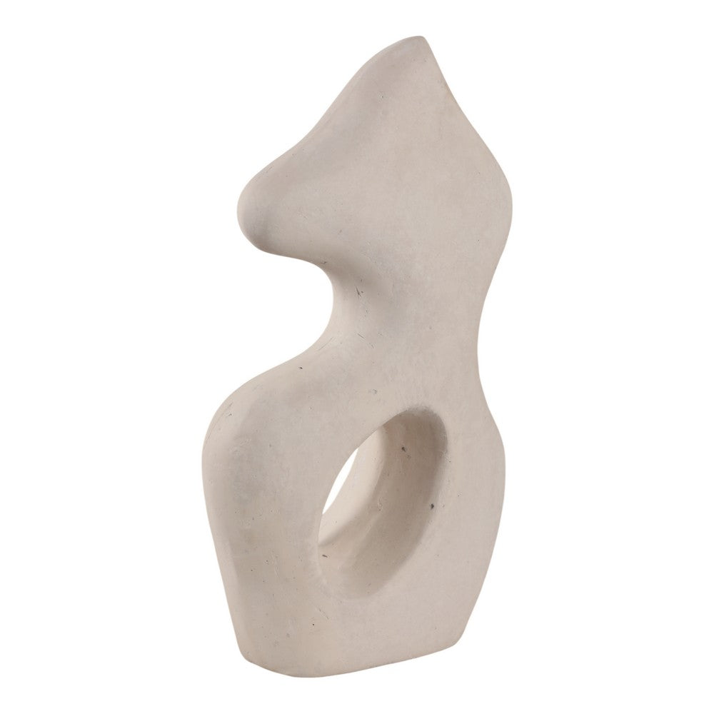 Elegant Curved Abstract Sculpture with Open Center | White Paper Mache