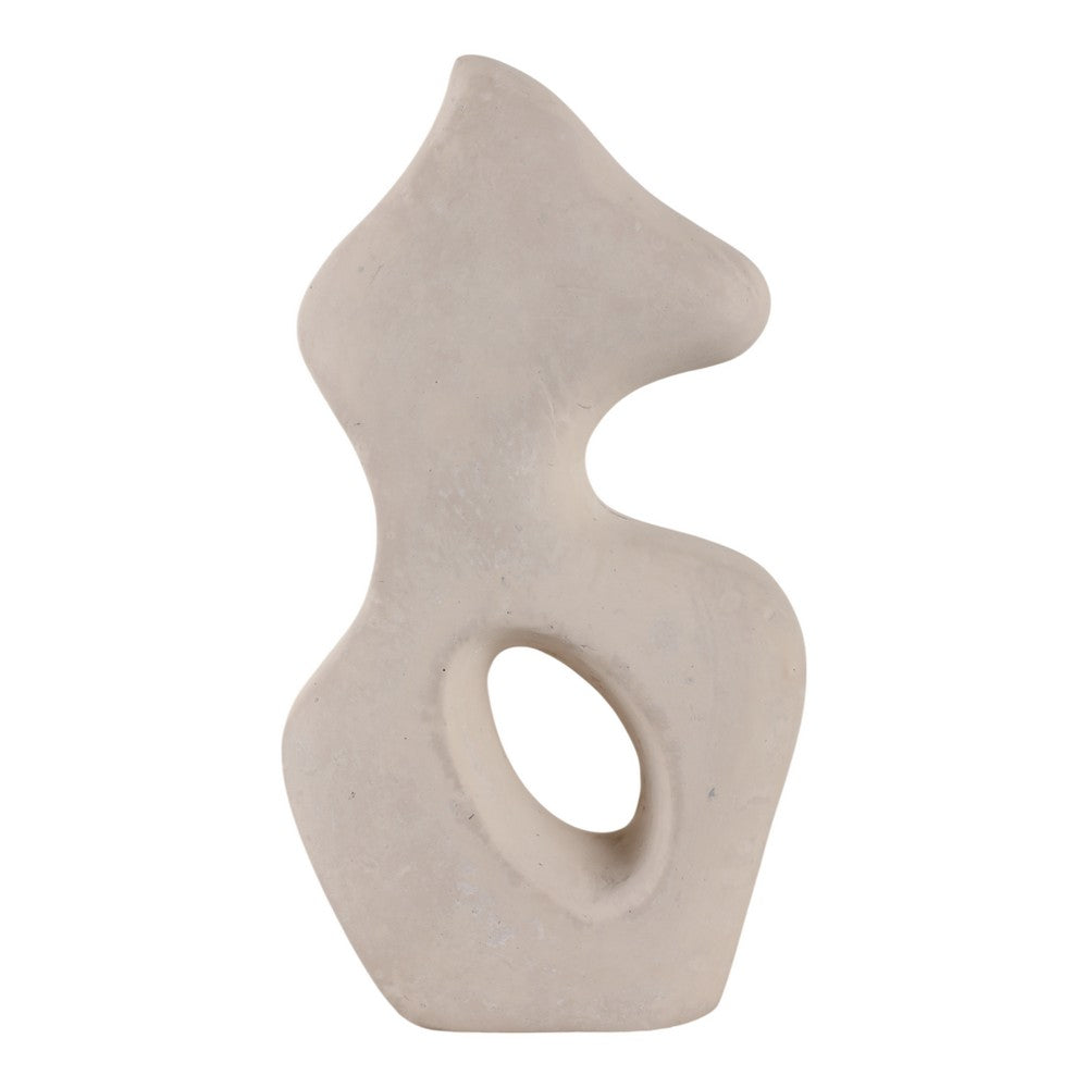 Elegant Curved Abstract Sculpture with Open Center | White Paper Mache