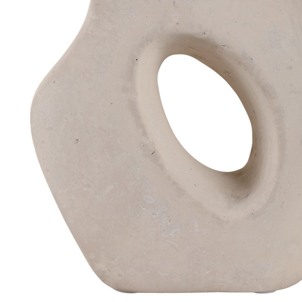 Elegant Curved Abstract Sculpture with Open Center | White Paper Mache