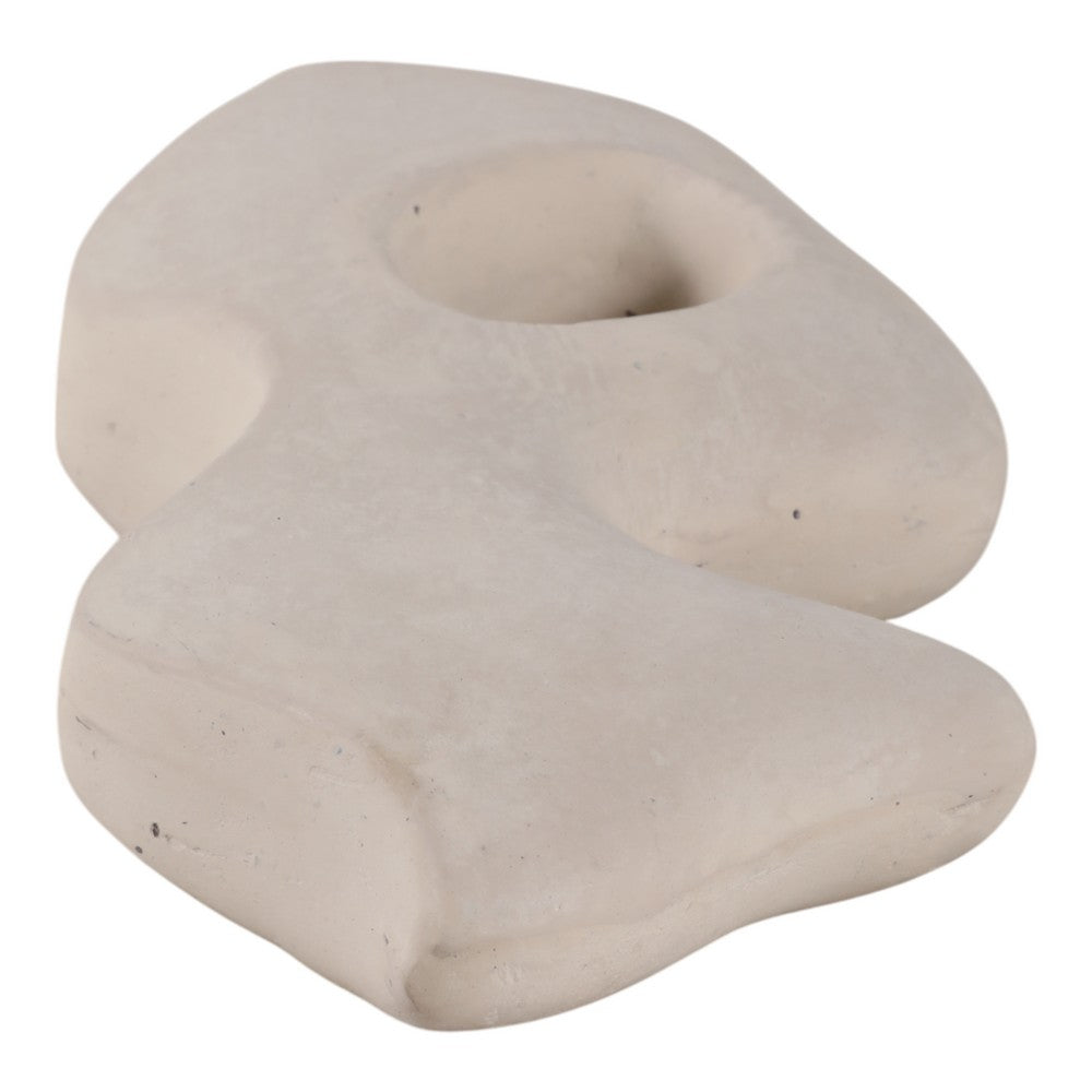 Elegant Curved Abstract Sculpture with Open Center | White Paper Mache
