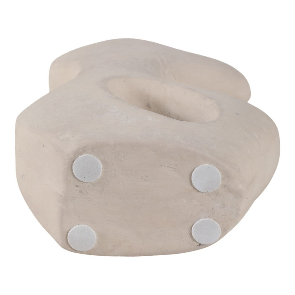 Elegant Curved Abstract Sculpture with Open Center | White Paper Mache
