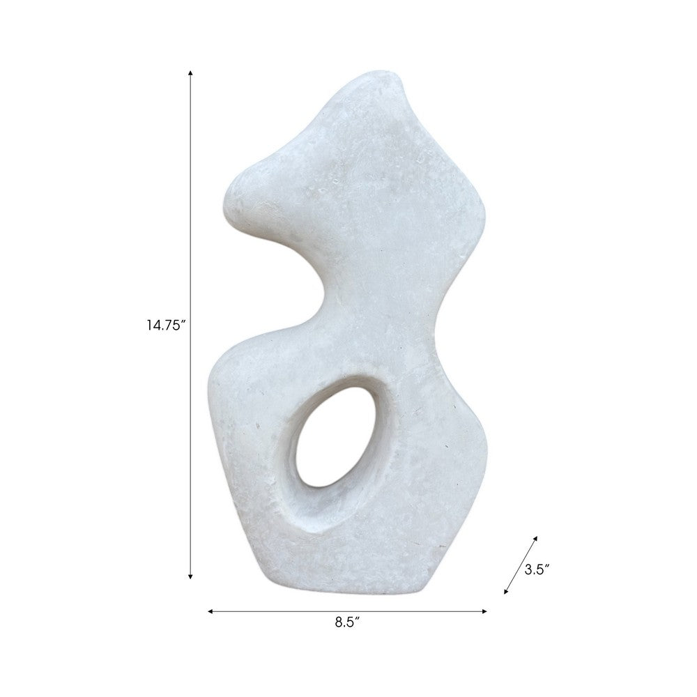 Elegant Curved Abstract Sculpture with Open Center | White Paper Mache