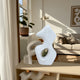 Elegant Curved Abstract Sculpture with Open Center | White Paper Mache