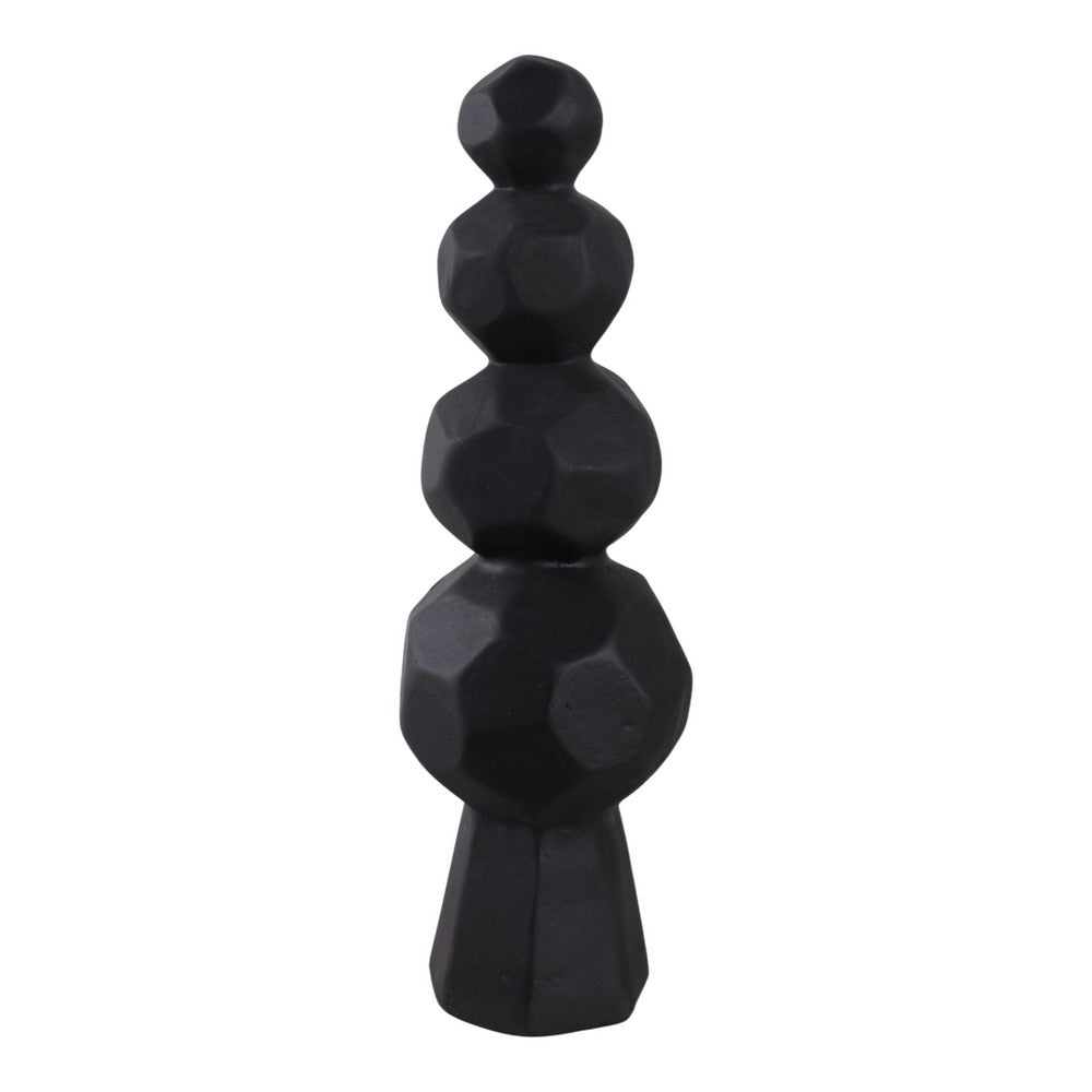 Decorative Accent Sculpture with Faceted Stacked Rocks | Black Paper Mache