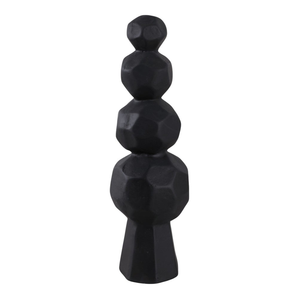 Decorative Accent Sculpture with Faceted Stacked Rocks | Black Paper Mache