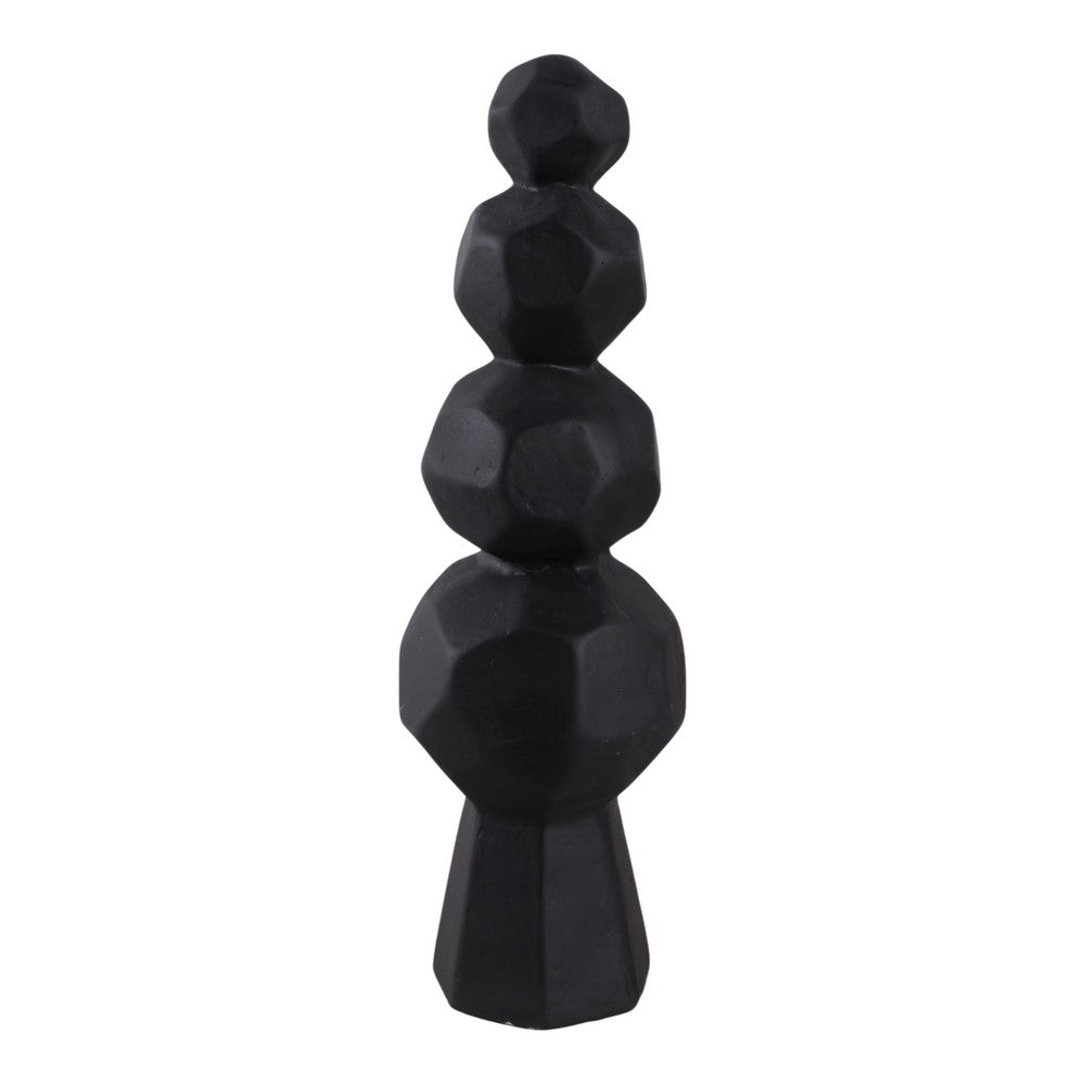 Decorative Accent Sculpture with Faceted Stacked Rocks | Black Paper Mache