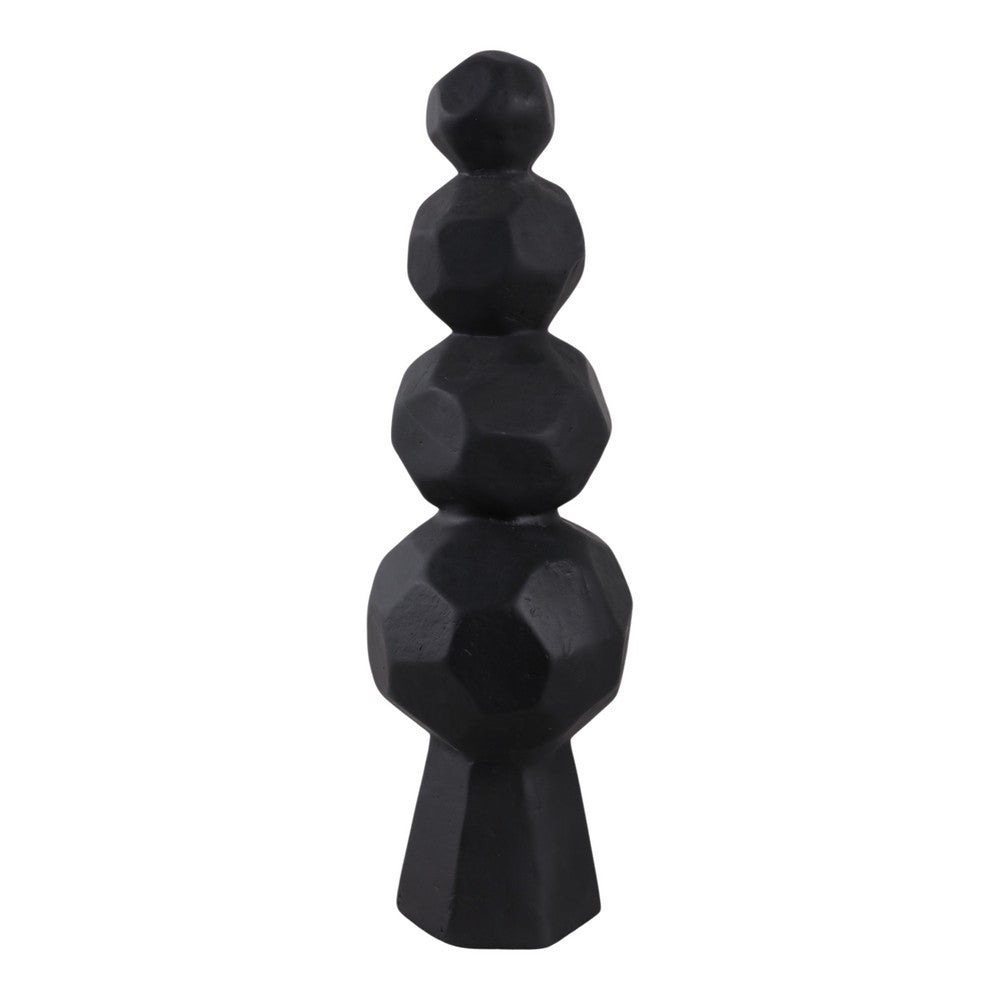 Decorative Accent Sculpture with Faceted Stacked Rocks | Black Paper Mache