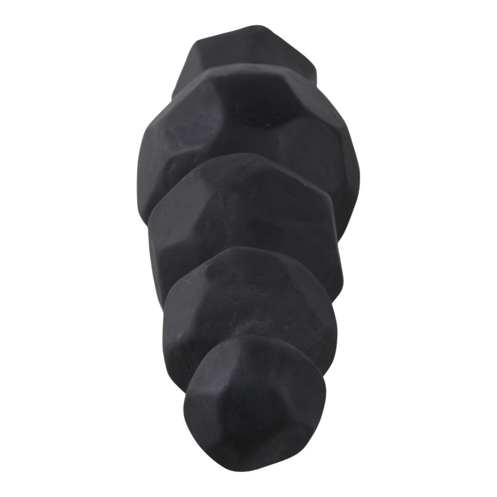 Decorative Accent Sculpture with Faceted Stacked Rocks | Black Paper Mache SBH-22399-02