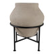 Ivory Terracota Urn Pot on Black Metal Stand | Textured Pottery | 17 Inch