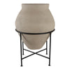 Decorative Flower Planter Pot in a Black Metal Stand | Ivory Terracotta