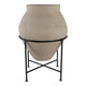 Decorative Flower Planter Pot in a Black Metal Stand | Ivory Terracotta