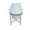 Decorative Flower Planter Pot in a Black Metal Stand | Ivory Terracotta