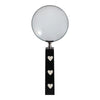 Edara Decorative Magnifying Glass | White Heart Inlays | Black Resin 10"