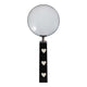 Edara Decorative Magnifying Glass | White Heart Inlays | Black Resin 10"
