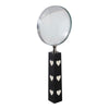 Edara Decorative Magnifying Glass | White Heart Inlays | Black Resin 10"