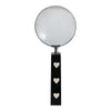 Edara Decorative Magnifying Glass | White Heart Inlays | Black Resin 10"