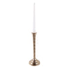 Decorative Taper Candle Holder | Classic Gold Metal Stacked Design 11"
