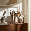Decorative Sculpture | Standing Human Figures on Base | Natural Brown Wood