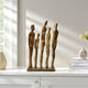 Decorative Sculpture | Standing Human Figures on Base | Natural Brown Wood