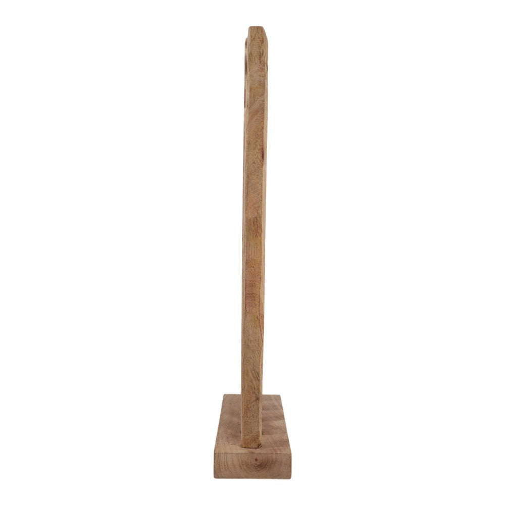 Decorative Sculpture | Standing Human Figures on Base | Natural Brown Wood