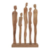 Decorative Sculpture | Standing Human Figures on Base | Natural Brown Wood
