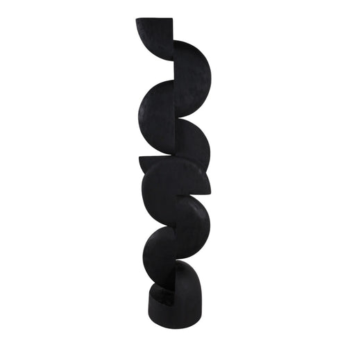 58" Tall Abstract Sculpture, Geometric Floor Standing, Black Mango Wo