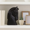 Elegant Trojan Horse Head Figurine | Antique Style Black Wood | 16"
