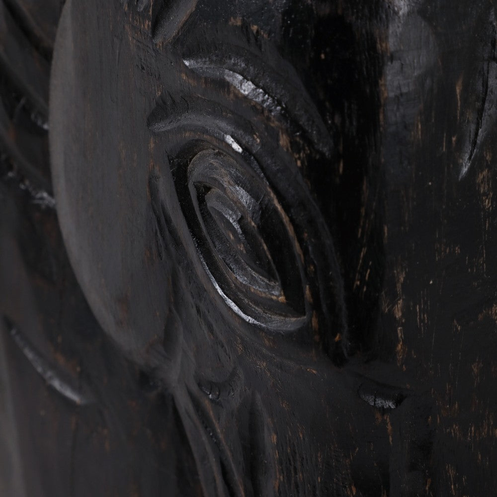 Elegant Trojan Horse Head Figurine | Antique Style Black Wood | 16"