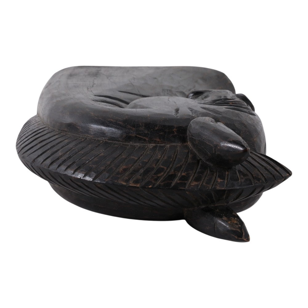 Elegant Trojan Horse Head Figurine | Antique Style Black Wood | 16"