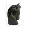 Elegant Trojan Horse Head Figurine | Antique Style Black Wood | 16"