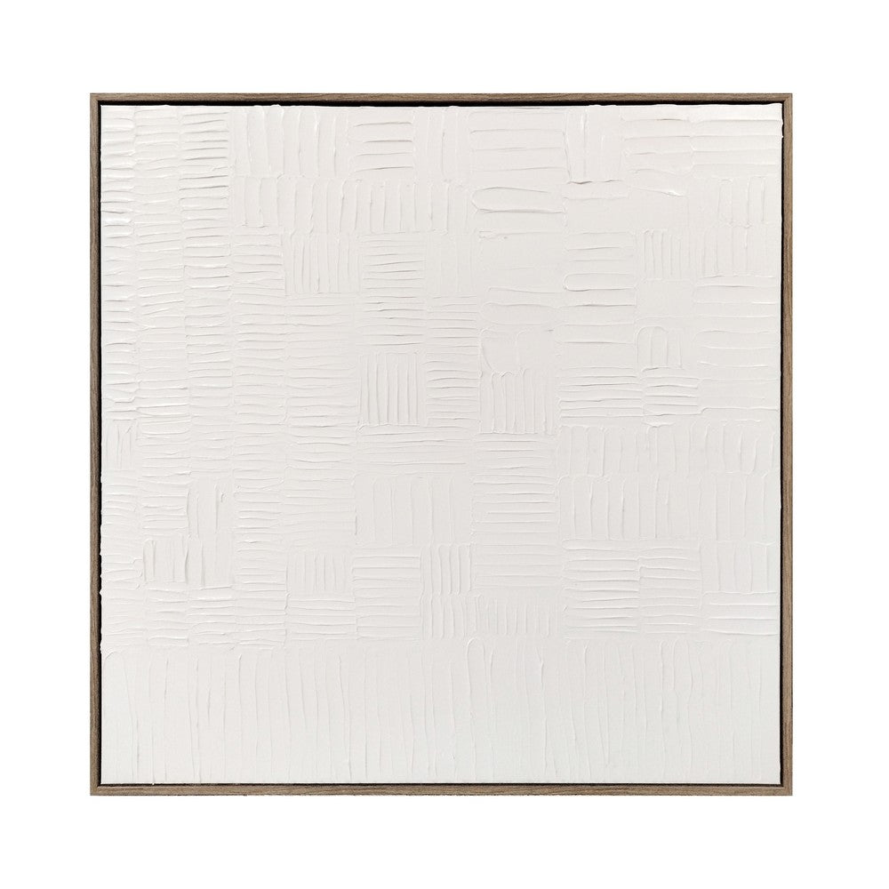 Square Minimalist Wall Art Decor | 30 x 30 | Ivory Pattern and Brown Frame