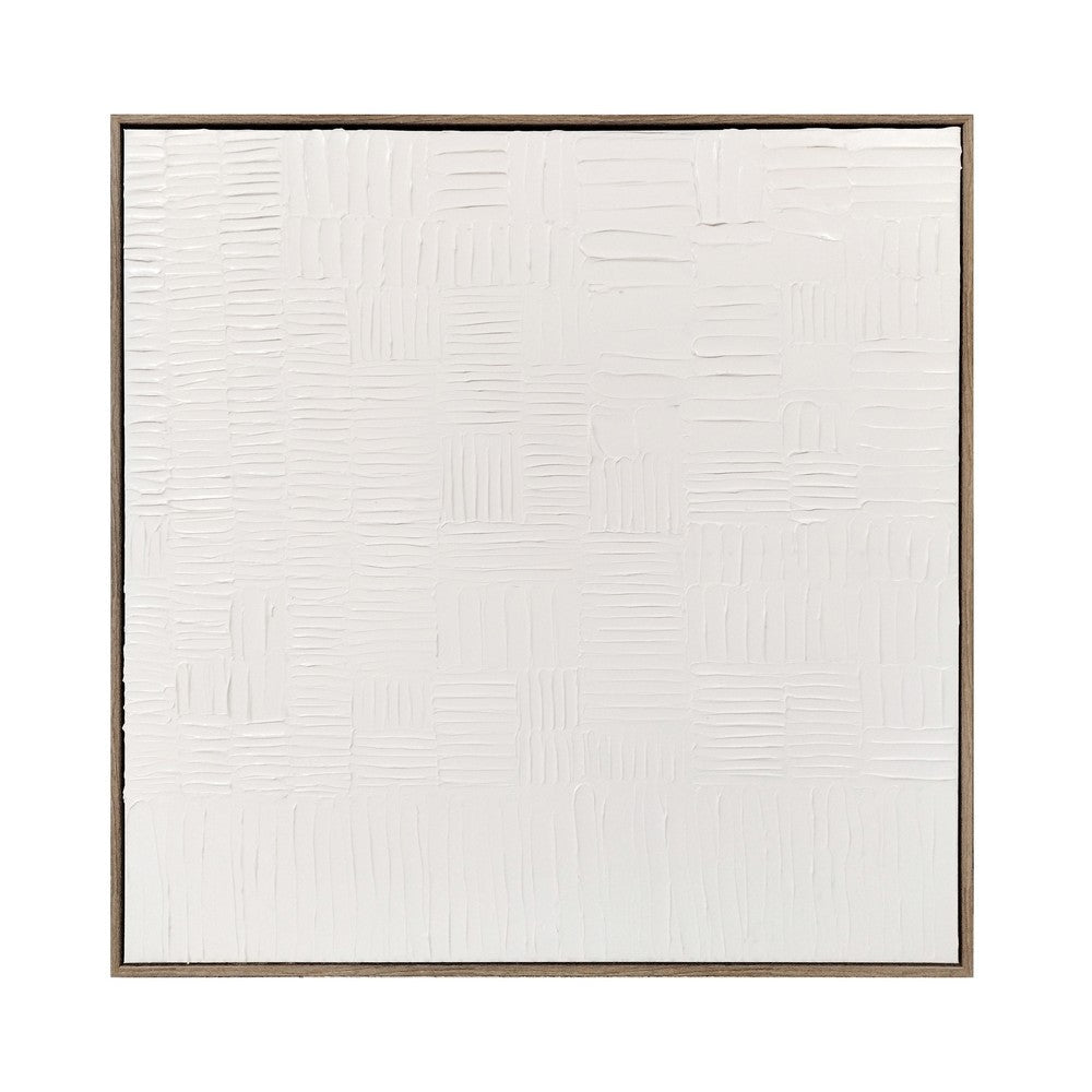 Square Minimalist Wall Art Decor | 30 x 30 | Ivory Pattern and Brown Frame SBH-22652