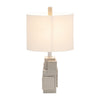 Table Lamp | Gray Sculpted Block Base | Large Cream Drum Shade | 22"