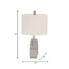 Table Lamp | Gray Sculpted Block Base | Large Cream Drum Shade | 22"