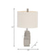 Table Lamp | Gray Sculpted Block Base | Large Cream Drum Shade | 22"
