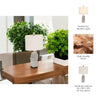 Table Lamp | Gray Sculpted Block Base | Large Cream Drum Shade | 22"