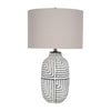 Accent Table Lamp | 26" White Drum Shade | Tribal Textured Ceramic