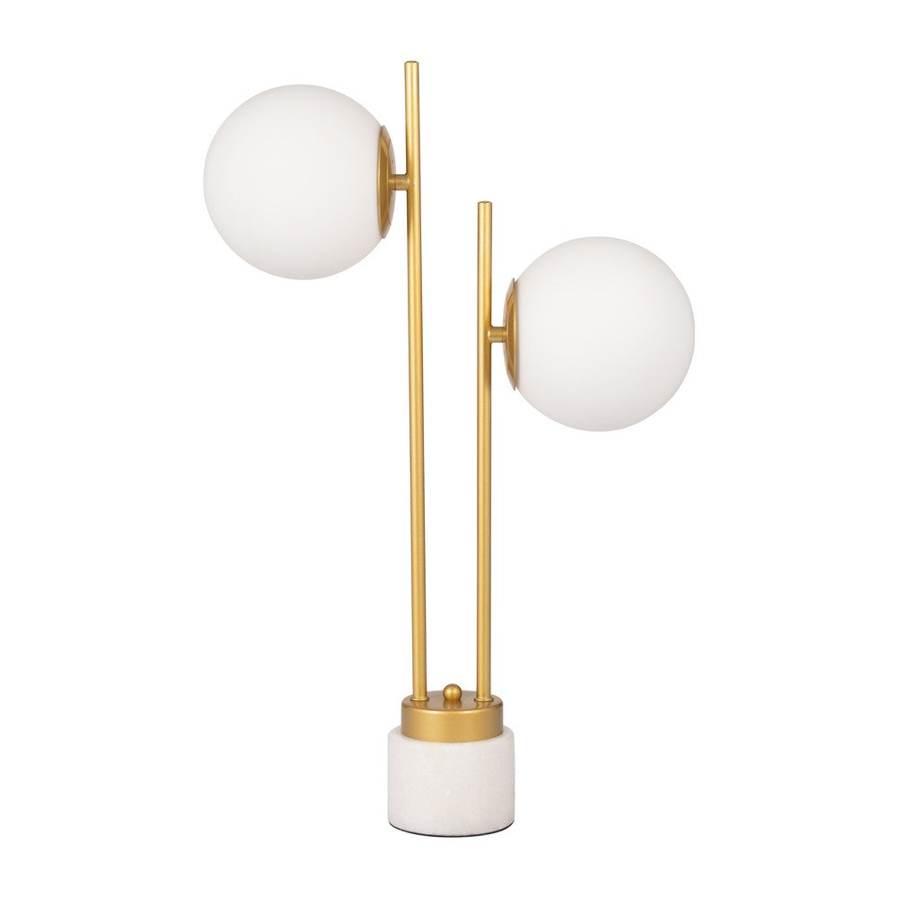 Bram Double Diffuser Table Lamp | White Frosted Glass | Brass 23"