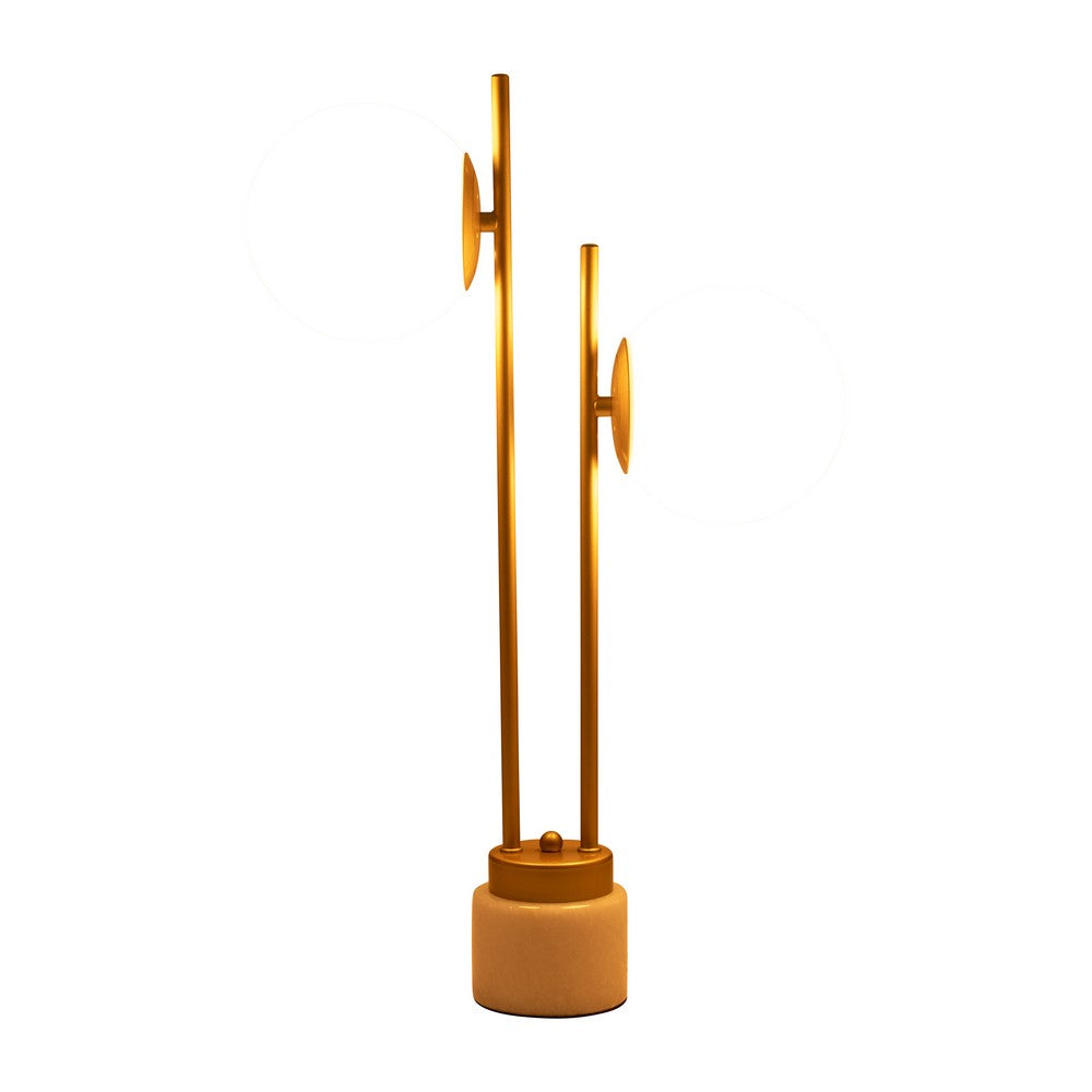 Bram Double Diffuser Table Lamp | White Frosted Glass | Brass 23"