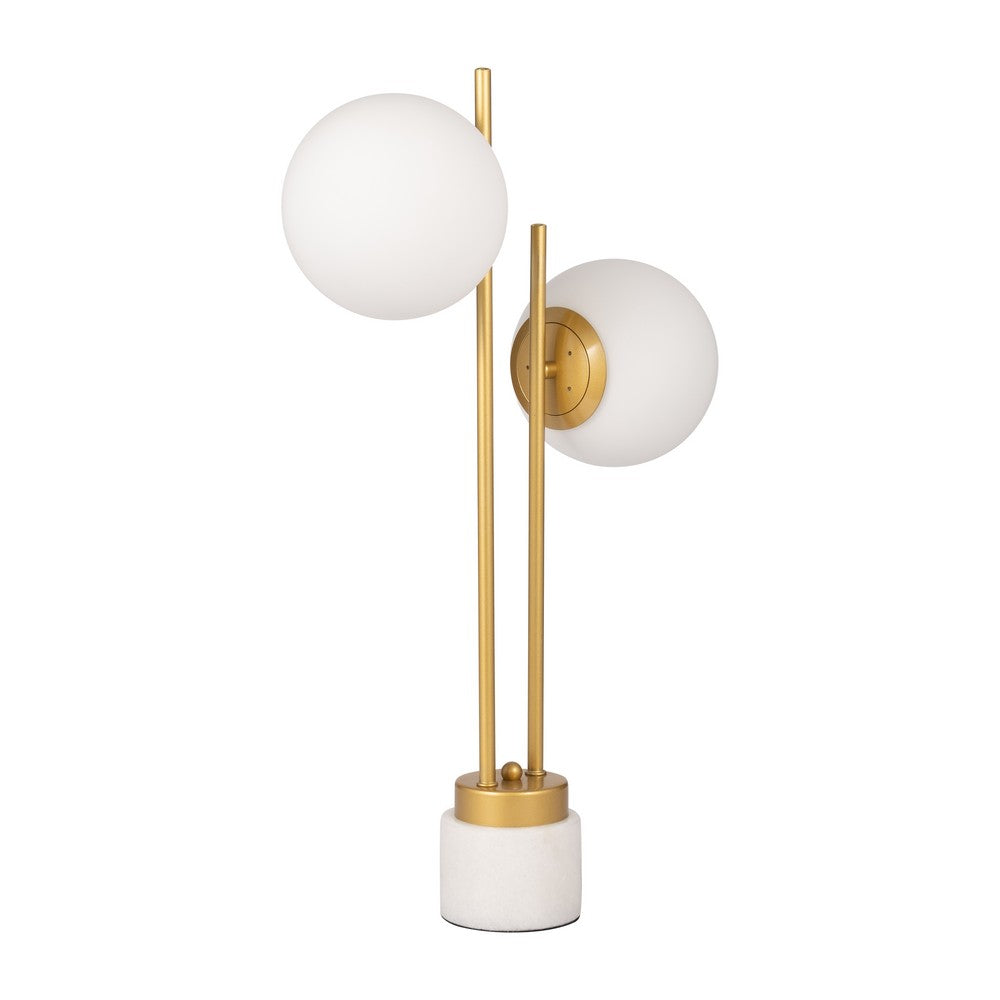 Bram Double Diffuser Table Lamp | White Frosted Glass | Brass 23"