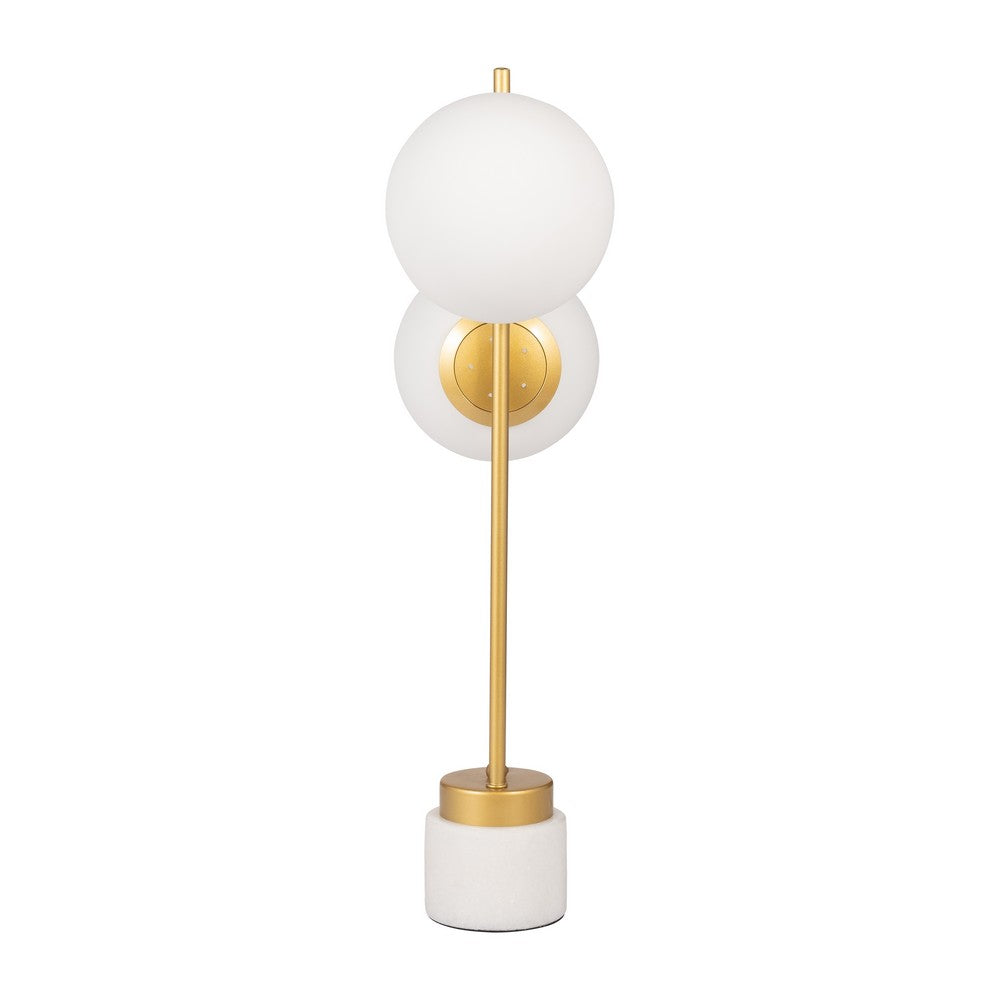 Bram Double Diffuser Table Lamp | White Frosted Glass | Brass 23"